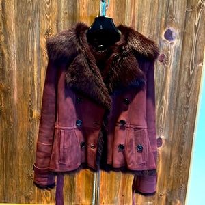 Burberry suede, and fur coat